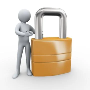 3d man with padlock Stock Illustration