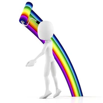 3d man painting a rainbow Stock Illustration