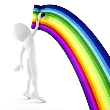 3d man painting a rainbow Stock Illustration