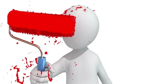 3d man paints the screen Stock Footage
