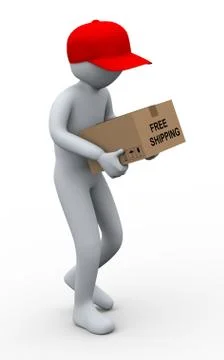 3d man parcel delivery Stock Illustration
