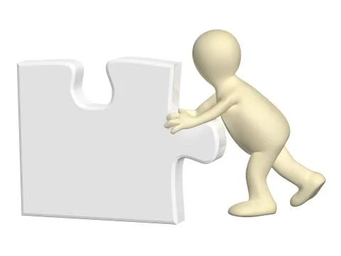 3d man with part of puzzle Stock Illustration