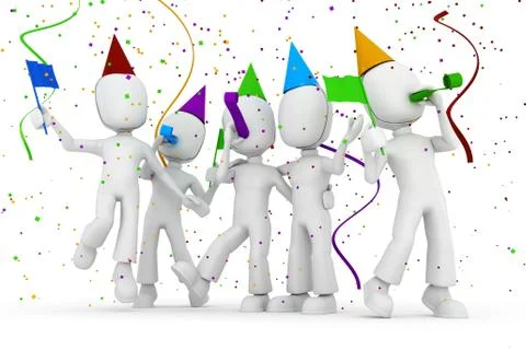 3d man party, isolated on white Stock Illustration