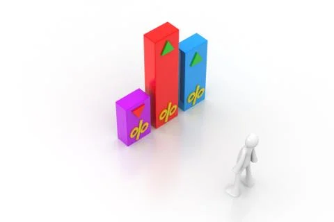3d man with percentage graph Free Stock Illustration