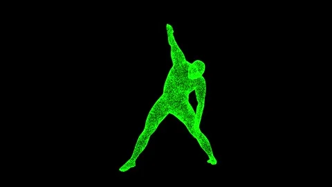 3D man performs stretching rotates on bl... | Stock Video | Pond5