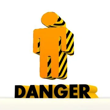3d man pictogram with warning pattern Stock Illustration