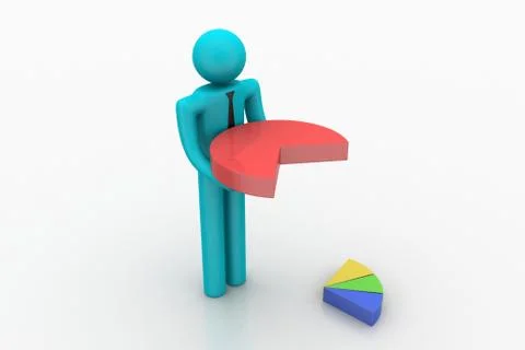 3d man with pie chart Free Stock Illustration