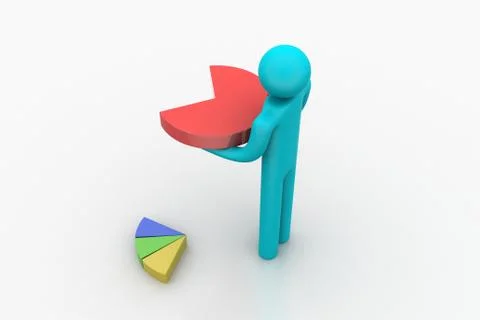 3d man with pie chart Free Stock Illustration