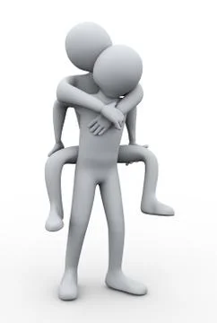 3d man piggyback Stock Illustration