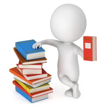 3d Man with piles of books イラスト素材