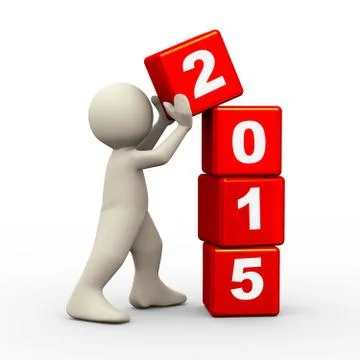 3d man placing 2015 cubes Stock Illustration
