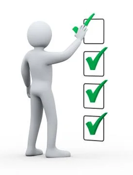 3d man placing check mark Stock Illustration