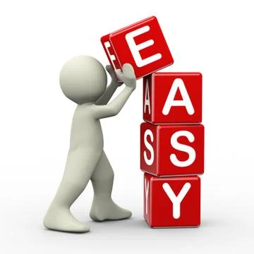 3d man placing easy cubes Stock Illustration