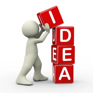 3d man placing idea cubes Illustrazione stock