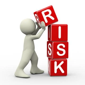 3d man placing risk cubes Stock Illustration