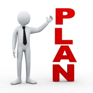 3d man plan word presentation Stock Illustration