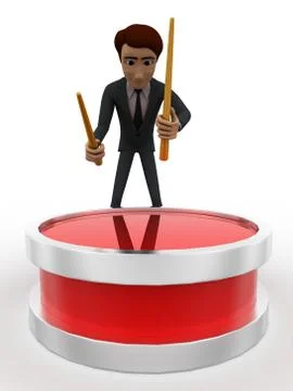 3d man play drum concept Stock Illustration