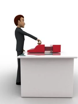3d man play harmonium concept Stock Illustration