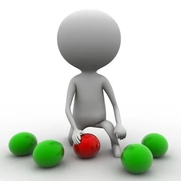 3d man playing with different balls concept Stock Illustration