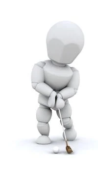 3D Man Playing golf Stock Illustration