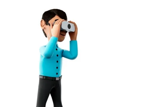3d Man playing with virtual reality glasses. Stock Illustration