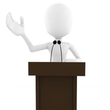 3d man podium speech Stock Illustration