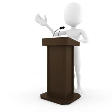 3d man podium speech Stock Illustration