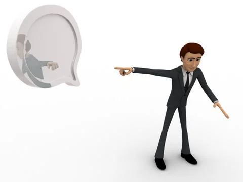 3d man pointing at  chat bubble concept Stock Illustration
