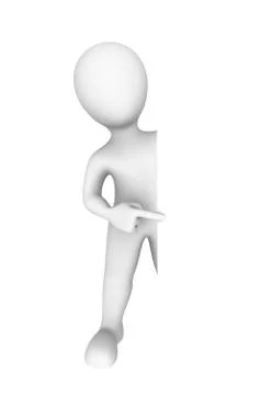 3d man pointing to empty board. 3d illustration. Stock Illustration