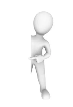 3d man pointing to empty board. Stock Illustration