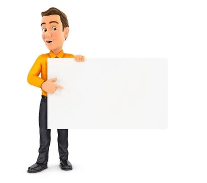 3d man pointing empty board Stock Illustration