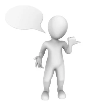 3d man pointing a finger aside with message bubble. 3d illustration. Stock Illustration