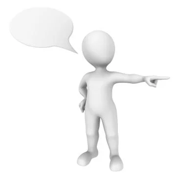 3d man pointing a finger aside with speech bubble. Stock Illustration