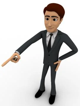 3d man pointing in front direction concept Stock Illustration