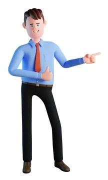 3d man points finger and approves with thumb up Stock Illustration