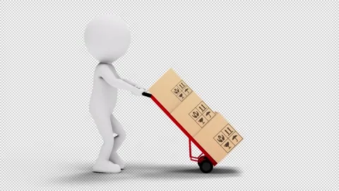 3D Man Porter Moving Boxes with transparent (alpha) background Stock Footage 249610846