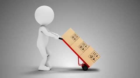 3D Man Porter Moving Boxes Stock Footage 249614699