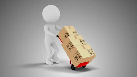 3D Man Porter Moving Boxes in a loop Stock Footage 249614729