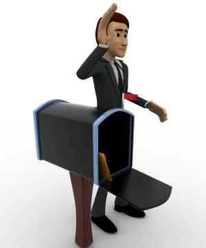 3d man with post box concept Stock Illustration