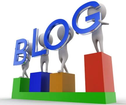 3d man presenting blog concept Stock Illustration