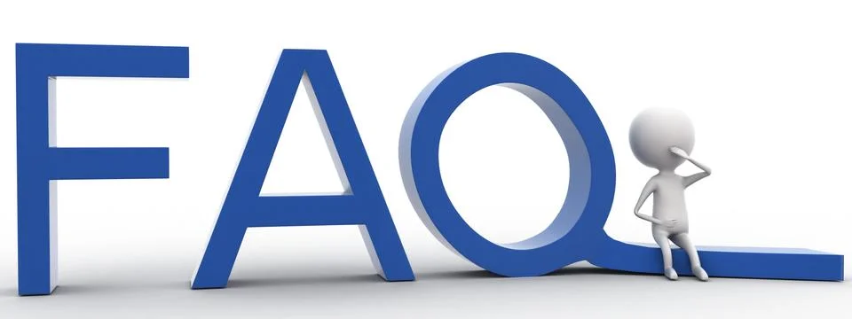 3d man presenting faq concept Stock Illustration