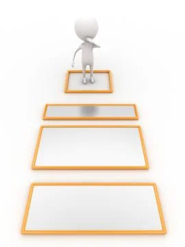 3d man presenting golden simple flow chart Stock Illustration