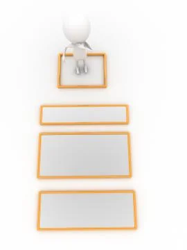 3d man presenting golden simple flow chart Stock Illustration