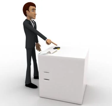 3d man presenting a plain untextured  box  concept Illustrazione stock