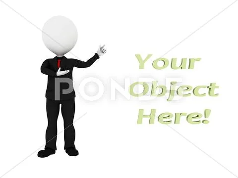3d man presenting your product over white background Stock Illustration