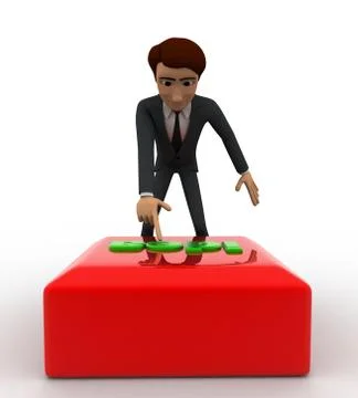 3d man press red idea button concept Stock Illustration