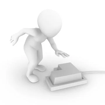 3d man presses the blank enter button. 3d. illustration Stock Illustration