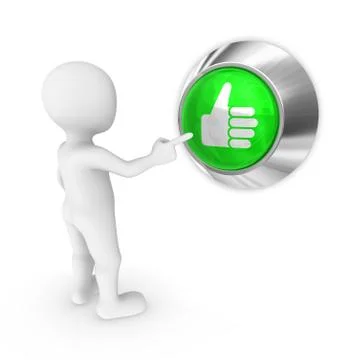 3d man presses the like button. Stock Illustration