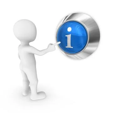 3d man presses the info button. Stock Illustration