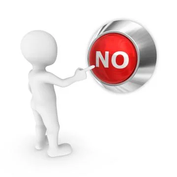 3d man presses the no button. Stock Illustration